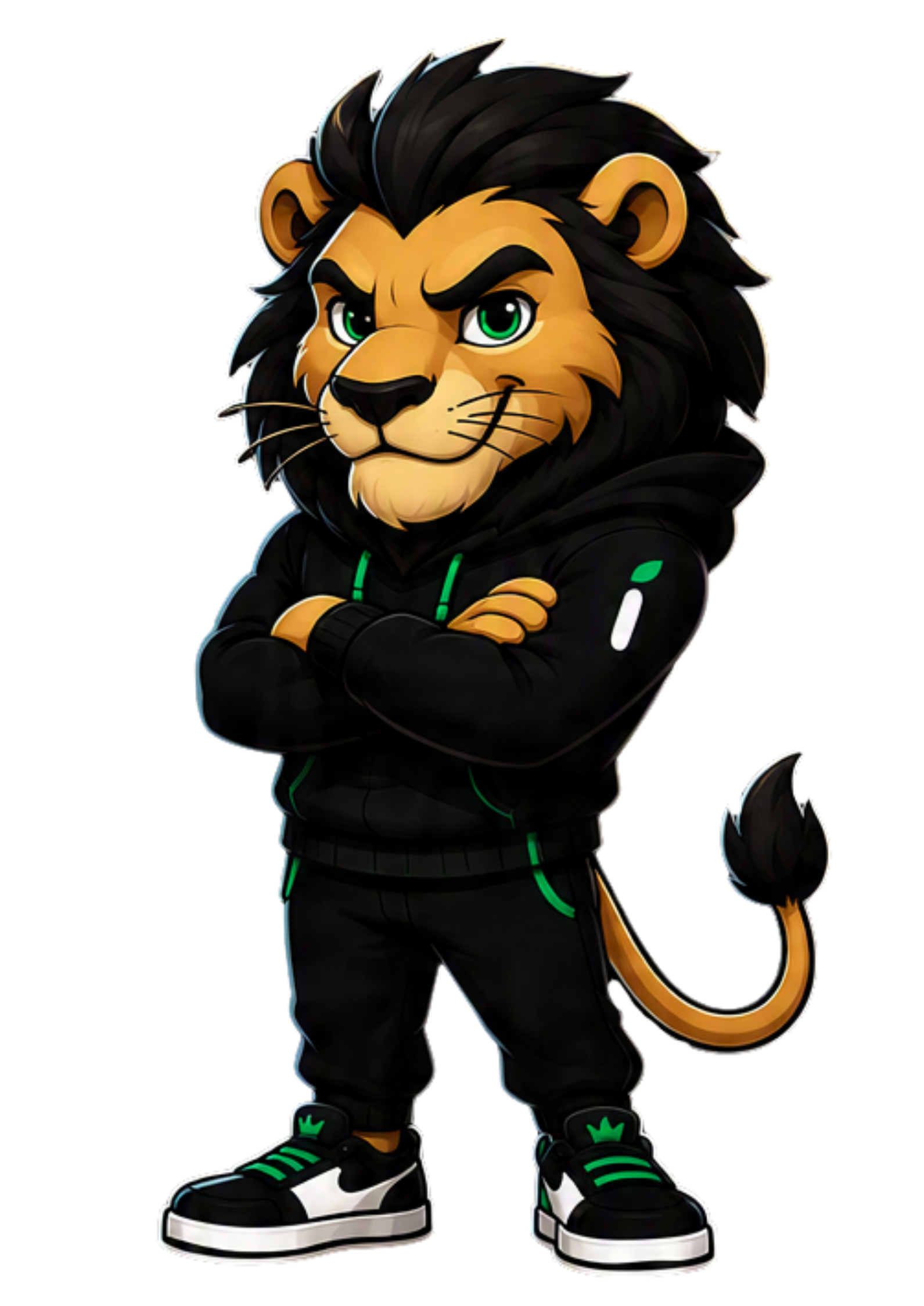 Mascote da Lumitri, um leão de moletom